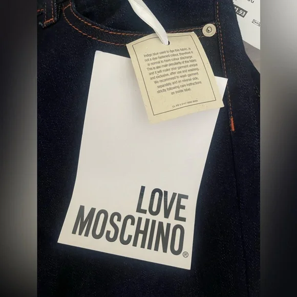 NWT LOVE MOSCHINO Mid-rise slim-leg dark denim jeans Size 26 - Picture 13 of 15